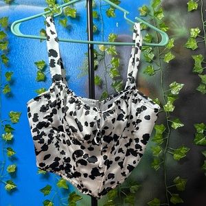 Cropped corset cow print top